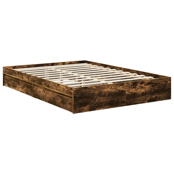 Cadru de pat Manual Stejar fumuriu 135 x 190 cm Lemn compozit - WALTI WALTI