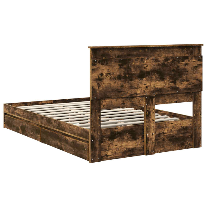 Cadru de pat Manual Stejar fumuriu 135 x 190 cm Lemn compozit - WALTI WALTI