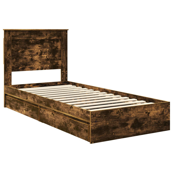 Cadru de pat Manual Stejar fumuriu 100 x 200 cm Lemn compozit - WALTI WALTI