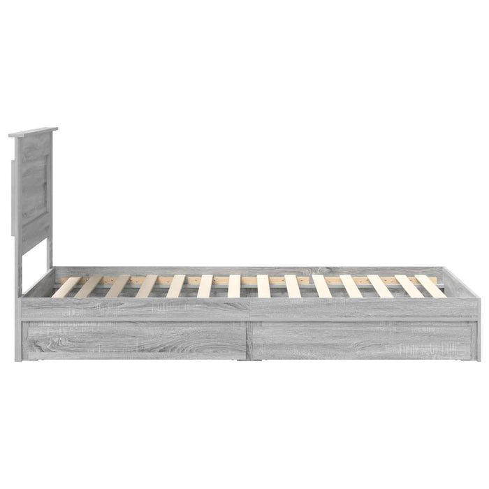 Cadru de pat cu sertar Gri Sonoma 100 x 200 cm Lemn compozit - WALTI WALTI