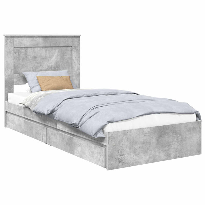Cadru de pat cu sertar Gri din beton 90 x 190 cm Lemn compozit - WALTI WALTI
