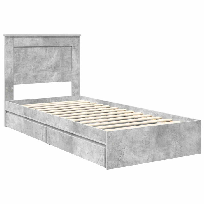 Cadru de pat cu sertar Gri din beton 90 x 190 cm Lemn compozit - WALTI WALTI