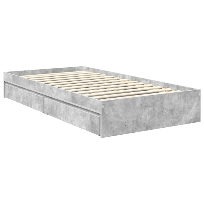 Cadru de pat cu sertar Gri din beton 90 x 190 cm Lemn compozit - WALTI WALTI