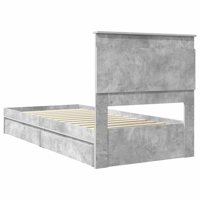 Cadru de pat cu sertar Gri din beton 90 x 190 cm Lemn compozit - WALTI WALTI