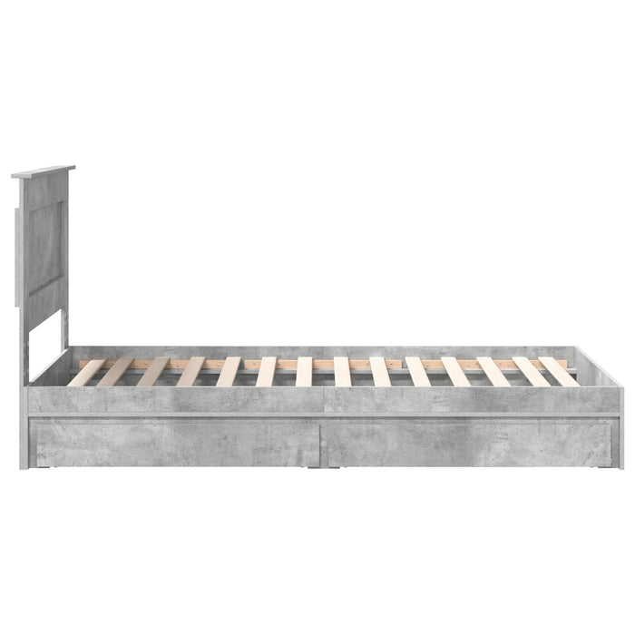 Cadru de pat cu sertar Gri din beton 90 x 190 cm Lemn compozit - WALTI WALTI