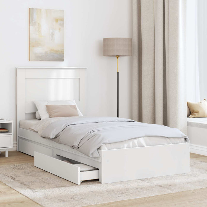 Cadru de pat cu sertar Manual Alb 75 x 190 cm Lemn compozit - WALTI WALTI