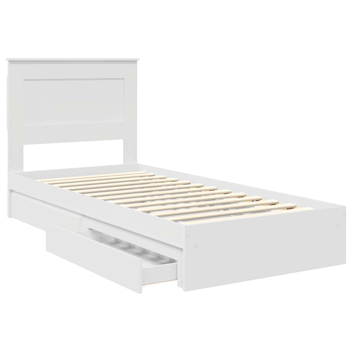 Cadru de pat cu sertar Manual Alb 75 x 190 cm Lemn compozit - WALTI WALTI