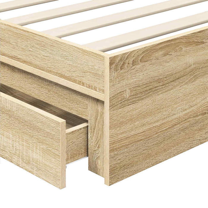 Cadru de pat cu sertar Stejar Sonoma 75 x 190 cm Lemn compozit - WALTI WALTI