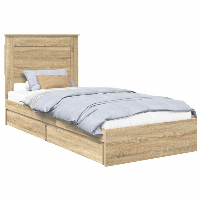 Cadru de pat cu sertar Stejar Sonoma 75 x 190 cm Lemn compozit - WALTI WALTI