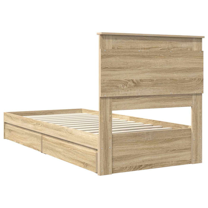 Cadru de pat cu sertar Stejar Sonoma 75 x 190 cm Lemn compozit - WALTI WALTI