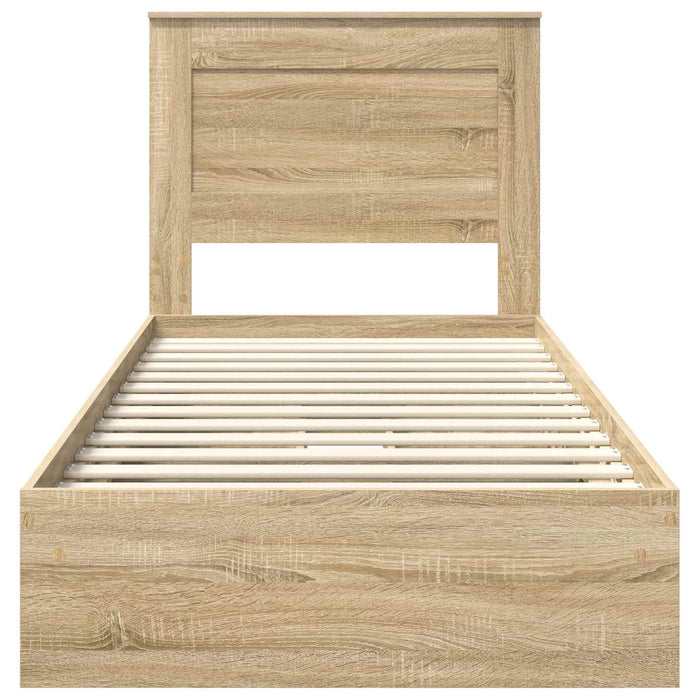 Cadru de pat cu sertar Stejar Sonoma 75 x 190 cm Lemn compozit - WALTI WALTI