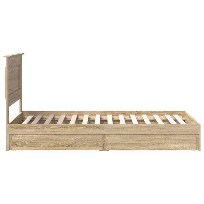 Cadru de pat cu sertar Stejar Sonoma 75 x 190 cm Lemn compozit - WALTI WALTI