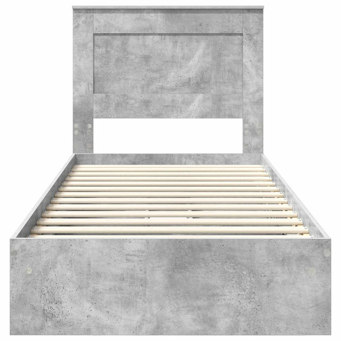 Cadru de pat cu sertar Gri din beton 75 x 190 cm Lemn compozit - WALTI WALTI