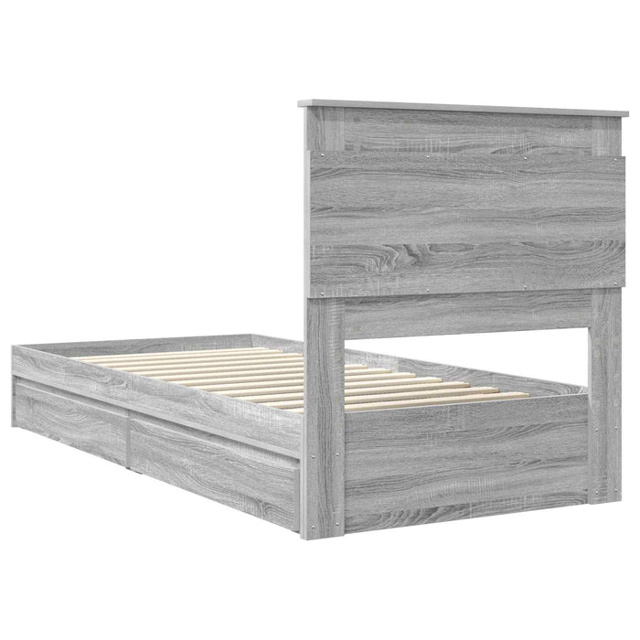 Cadru de pat cu sertar Gri Sonoma 75 x 190 cm Lemn compozit - WALTI WALTI
