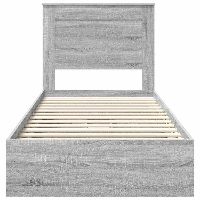 Cadru de pat cu sertar Gri Sonoma 75 x 190 cm Lemn compozit - WALTI WALTI