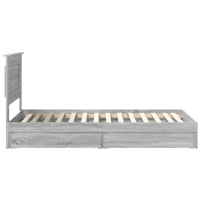 Cadru de pat cu sertar Gri Sonoma 75 x 190 cm Lemn compozit - WALTI WALTI