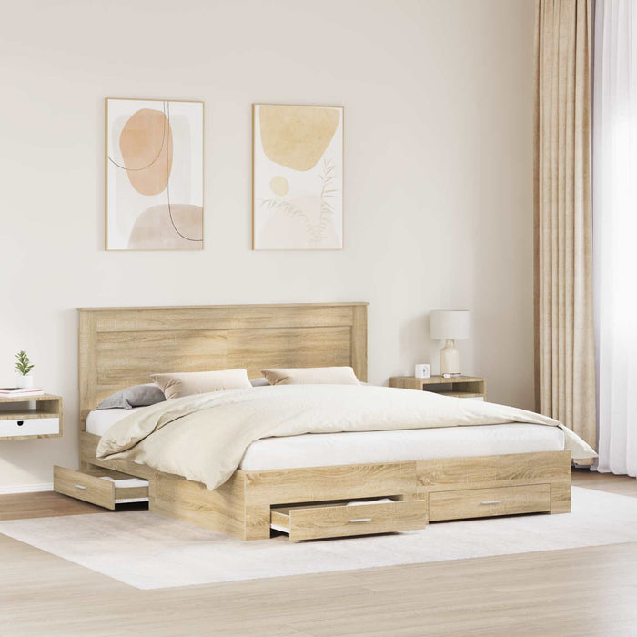 Cadru de pat Stejar Sonoma 200 x 200 cm Lemn prelucrat WALTI