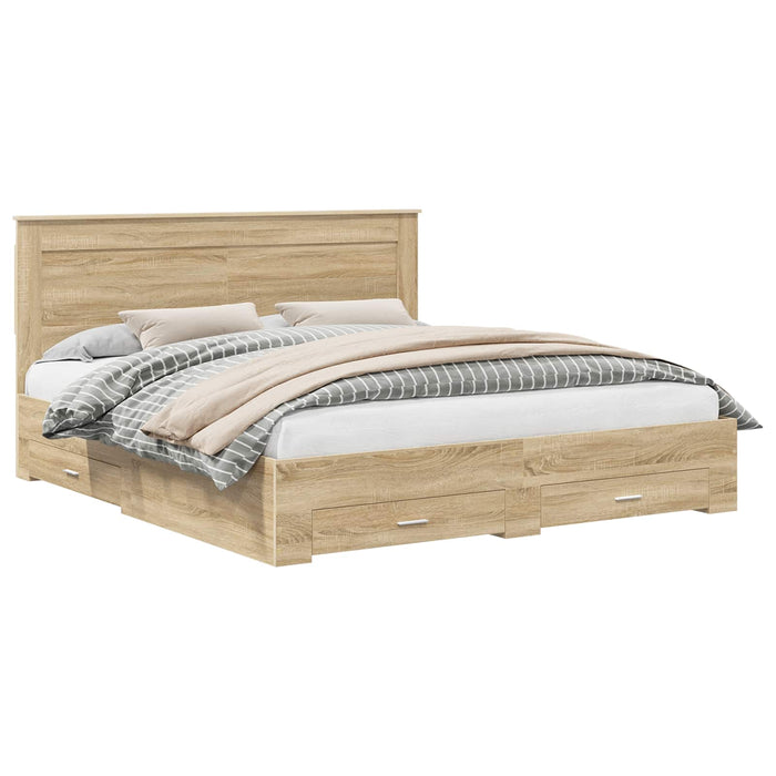 Cadru de pat Stejar Sonoma 200 x 200 cm Lemn prelucrat WALTI