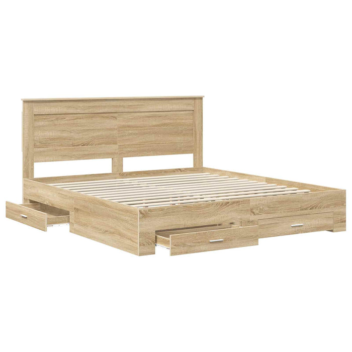Cadru de pat Stejar Sonoma 200 x 200 cm Lemn prelucrat WALTI