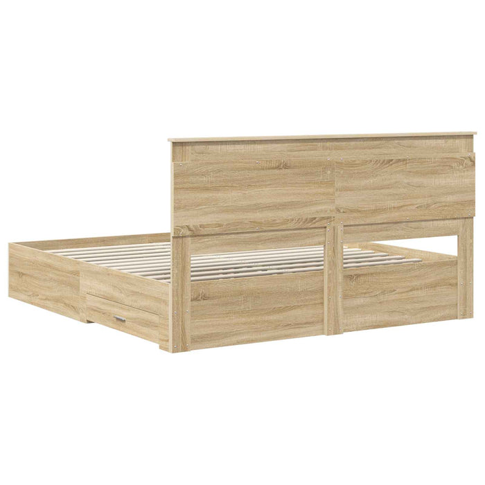 Cadru de pat Stejar Sonoma 200 x 200 cm Lemn prelucrat WALTI