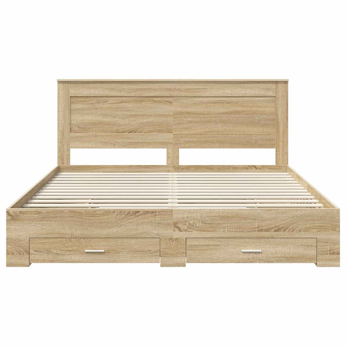 Cadru de pat Stejar Sonoma 200 x 200 cm Lemn prelucrat WALTI