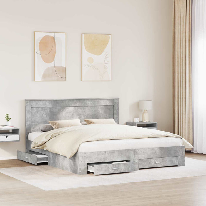 Cadru de pat cu sertar cu headboard cu depozitare Lemn compozit - WALTI WALTI