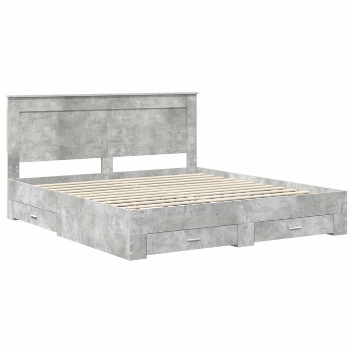 Cadru de pat cu sertar cu headboard cu depozitare Lemn compozit - WALTI WALTI