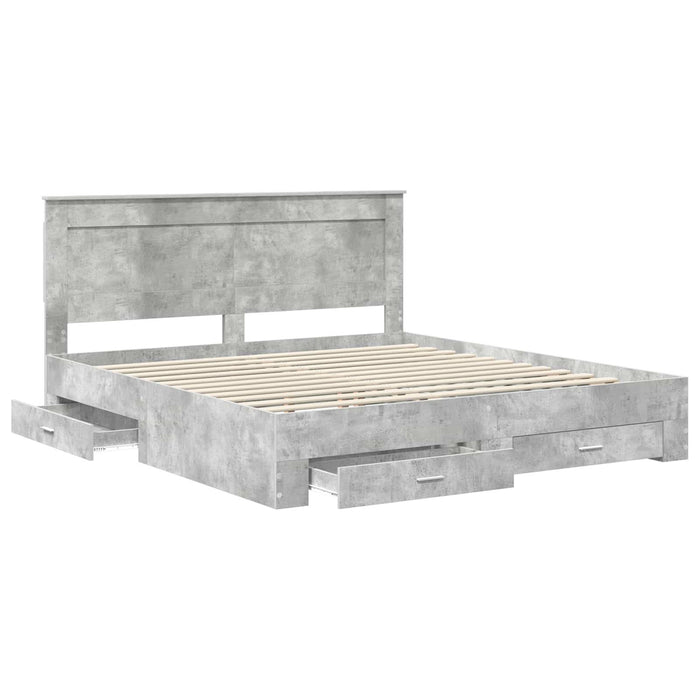 Cadru de pat cu sertar cu headboard cu depozitare Lemn compozit - WALTI WALTI