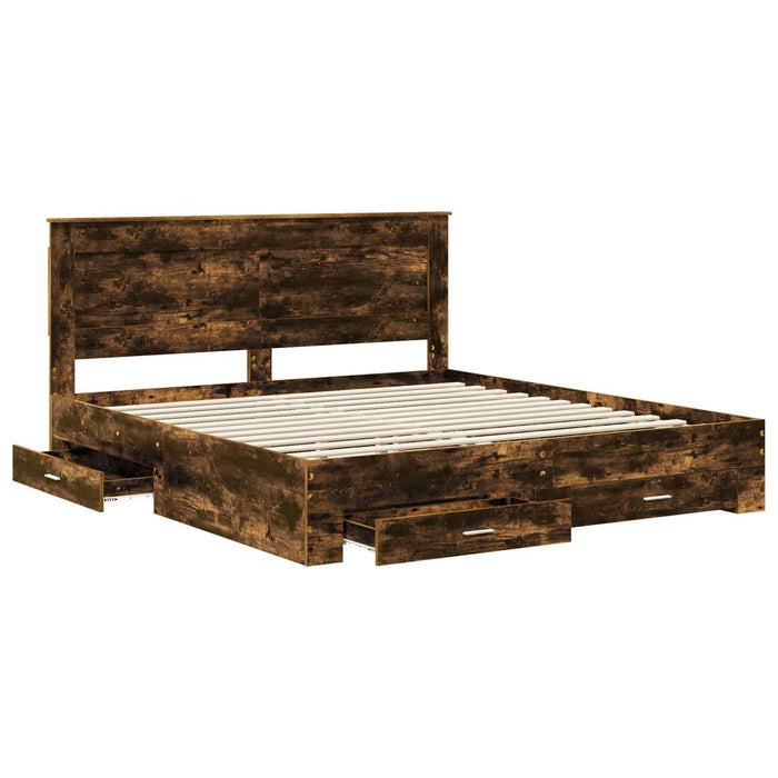 Cadru de pat cu sertar cu headboard cu depozitare Lemn compozit - WALTI WALTI