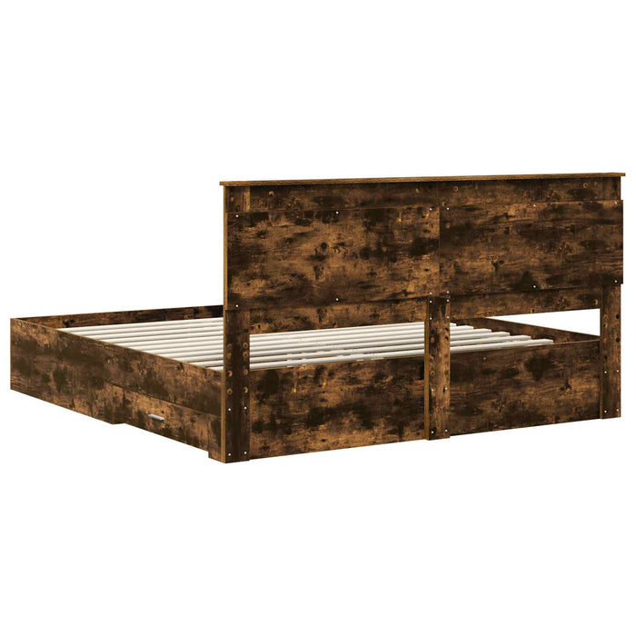 Cadru de pat cu sertar cu headboard cu depozitare Lemn compozit - WALTI WALTI