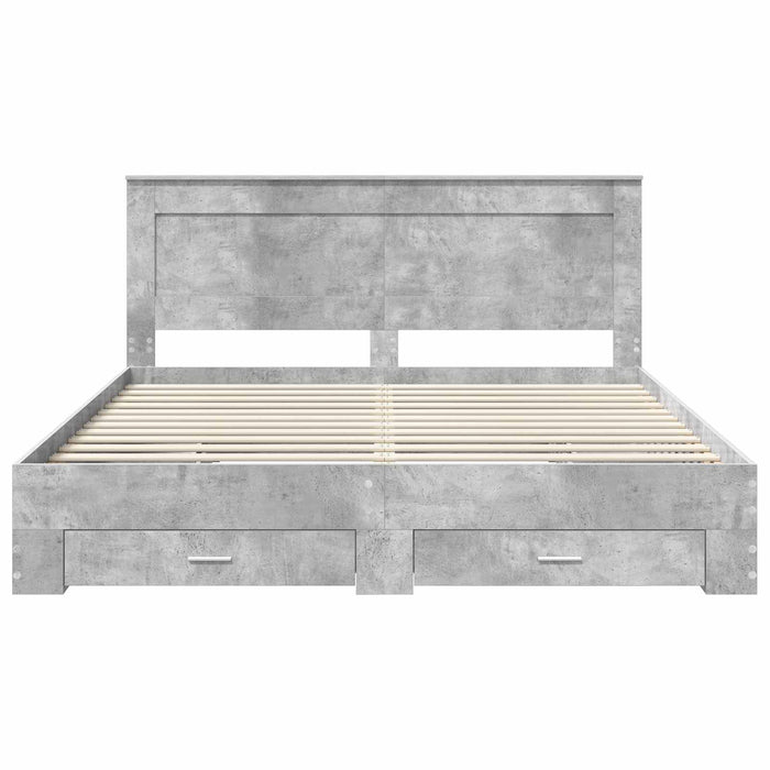 Cadru de pat cu sertar cu headboard cu depozitare Lemn compozit - WALTI WALTI