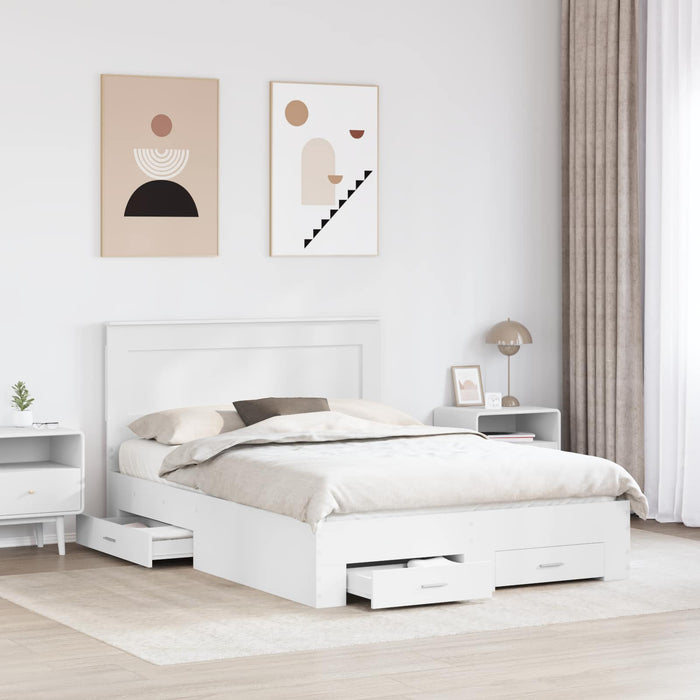 Cadru de pat cu sertar Alb 160 x 200 cm Lemn prelucrat - WALTI WALTI