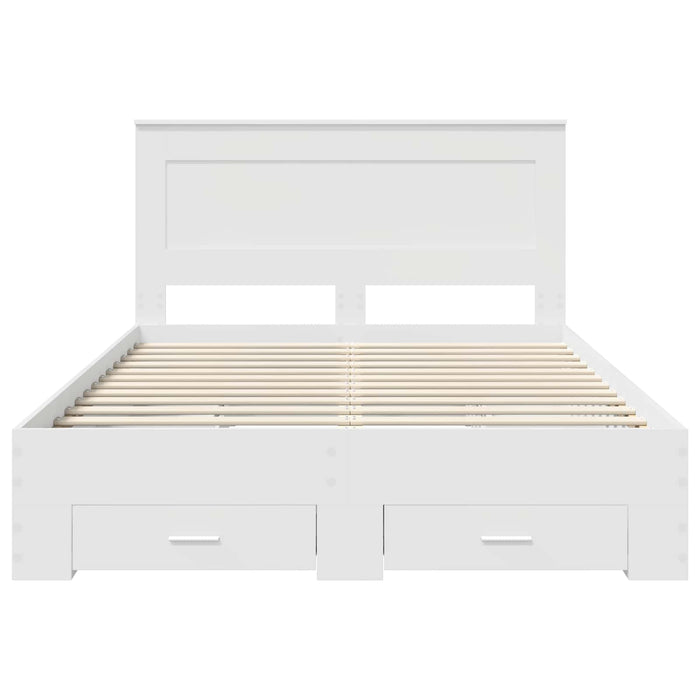 Cadru de pat cu sertar Alb 160 x 200 cm Lemn prelucrat - WALTI WALTI