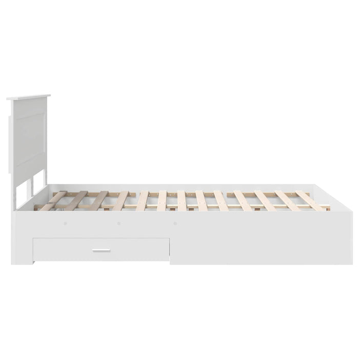 Cadru de pat cu sertar Alb 160 x 200 cm Lemn prelucrat - WALTI WALTI