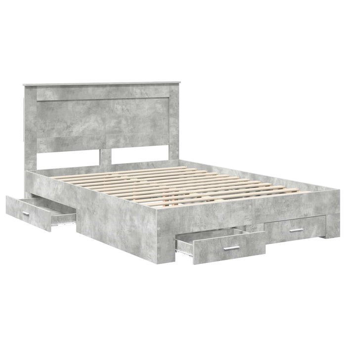 Cadru de pat cu sertar cu headboard cu depozitare Lemn compozit - WALTI WALTI