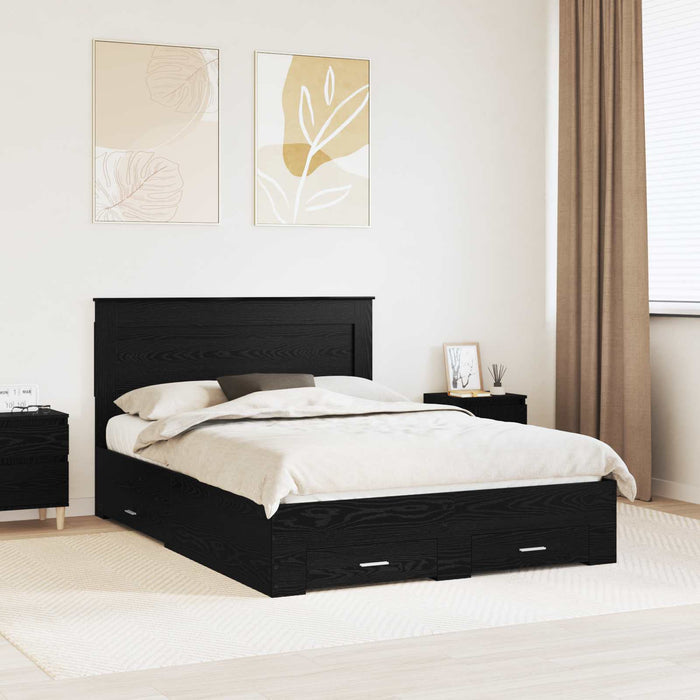 Cadru de pat cu sertar cu headboard cu depozitare Lemn compozit - WALTI WALTI