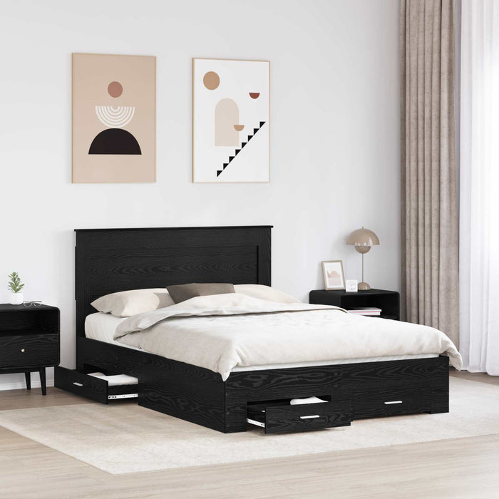 Cadru de pat cu sertar cu headboard cu depozitare Lemn compozit - WALTI WALTI