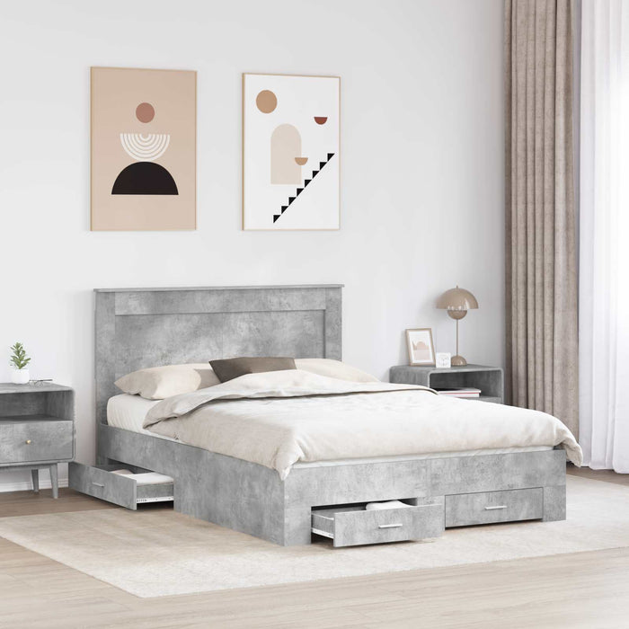 Cadru de pat cu sertar cu headboard cu depozitare Lemn compozit - WALTI WALTI