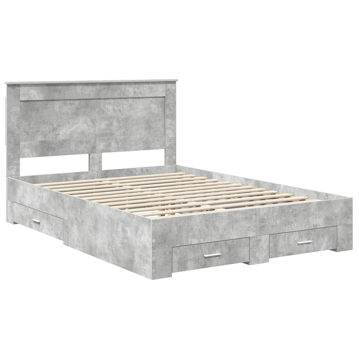 Cadru de pat cu sertar cu headboard cu depozitare Lemn compozit - WALTI WALTI