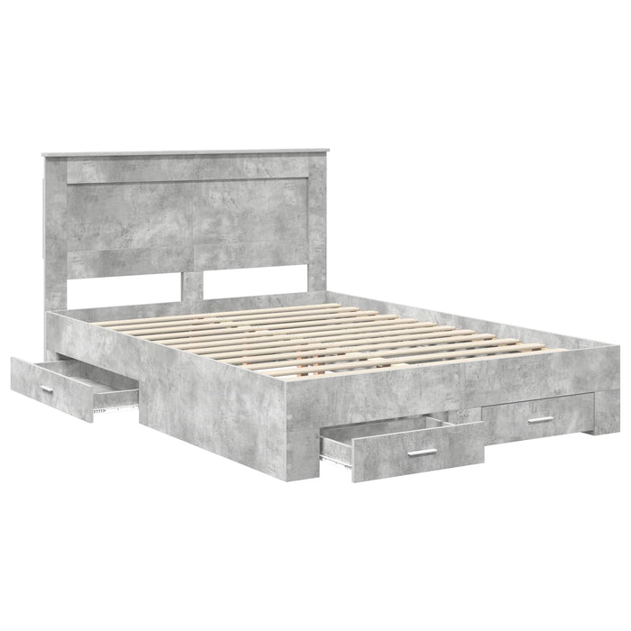Cadru de pat cu sertar cu headboard cu depozitare Lemn compozit - WALTI WALTI