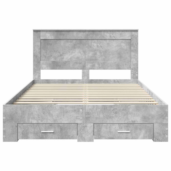 Cadru de pat cu sertar cu headboard cu depozitare Lemn compozit - WALTI WALTI