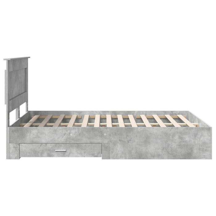 Cadru de pat cu sertar cu headboard cu depozitare Lemn compozit - WALTI WALTI