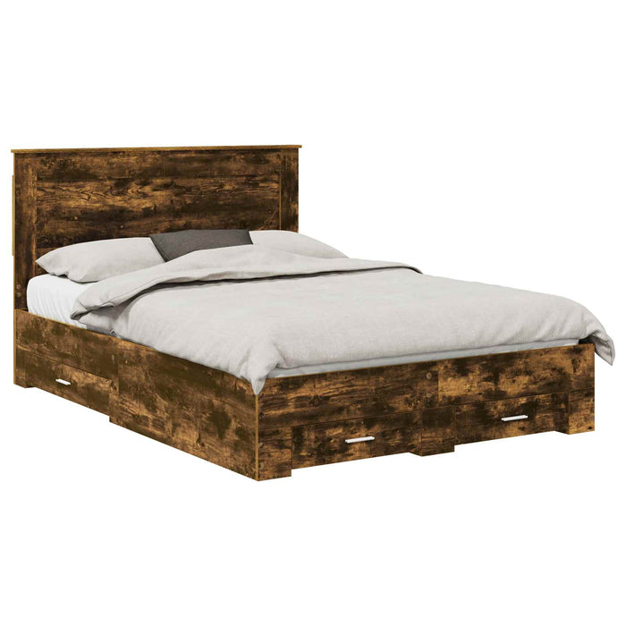 Cadru de pat cu sertar cu headboard cu depozitare Lemn compozit - WALTI WALTI