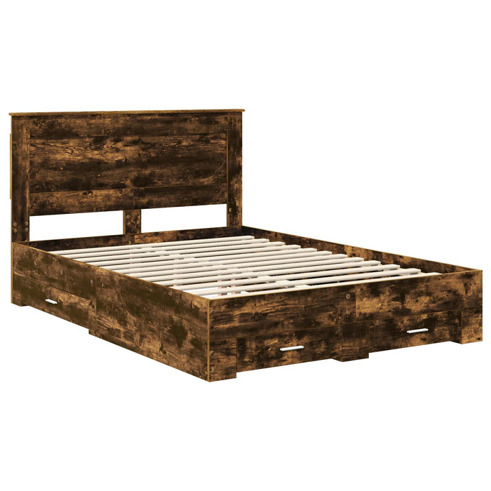 Cadru de pat cu sertar cu headboard cu depozitare Lemn compozit - WALTI WALTI