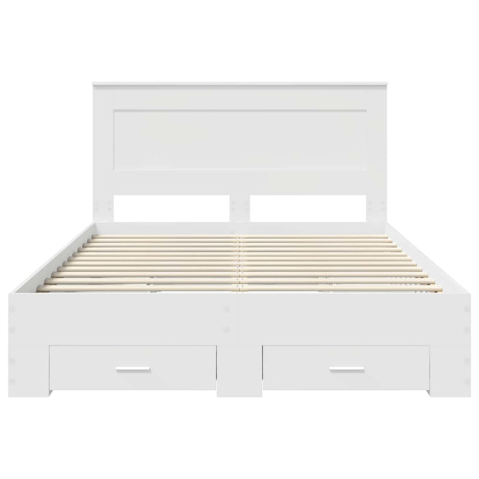 Cadru de pat cu sertar Alb 140 x 200 cm Lemn prelucrat WALTI