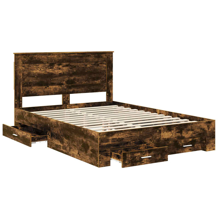 Cadru de pat cu sertar cu headboard cu depozitare Lemn compozit - WALTI WALTI