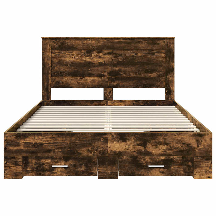 Cadru de pat cu sertar cu headboard cu depozitare Lemn compozit - WALTI WALTI