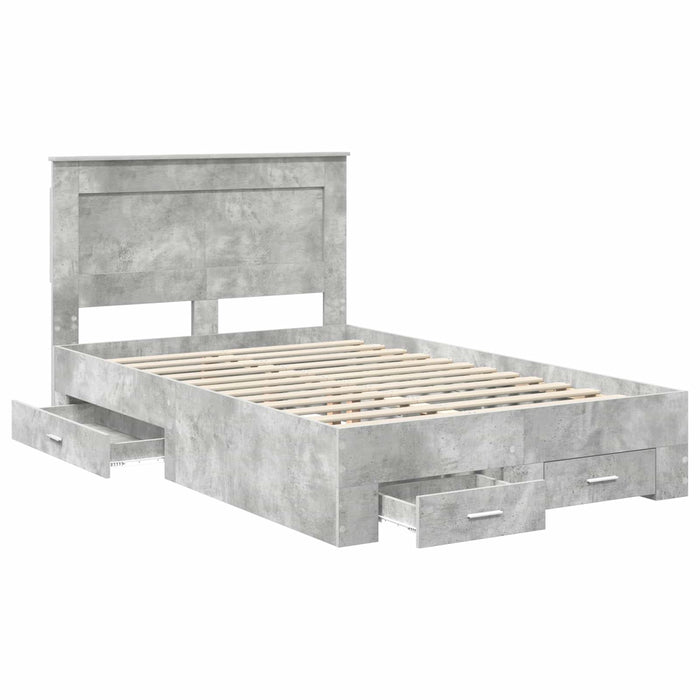 Cadru de pat cu sertar cu headboard cu depozitare Lemn compozit - WALTI WALTI