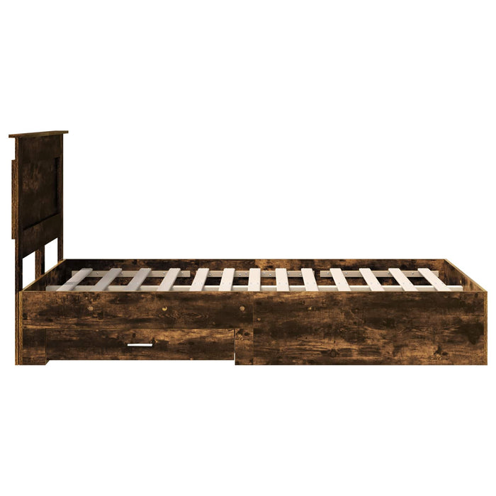 Cadru de pat cu sertar cu headboard cu depozitare Lemn compozit - WALTI WALTI