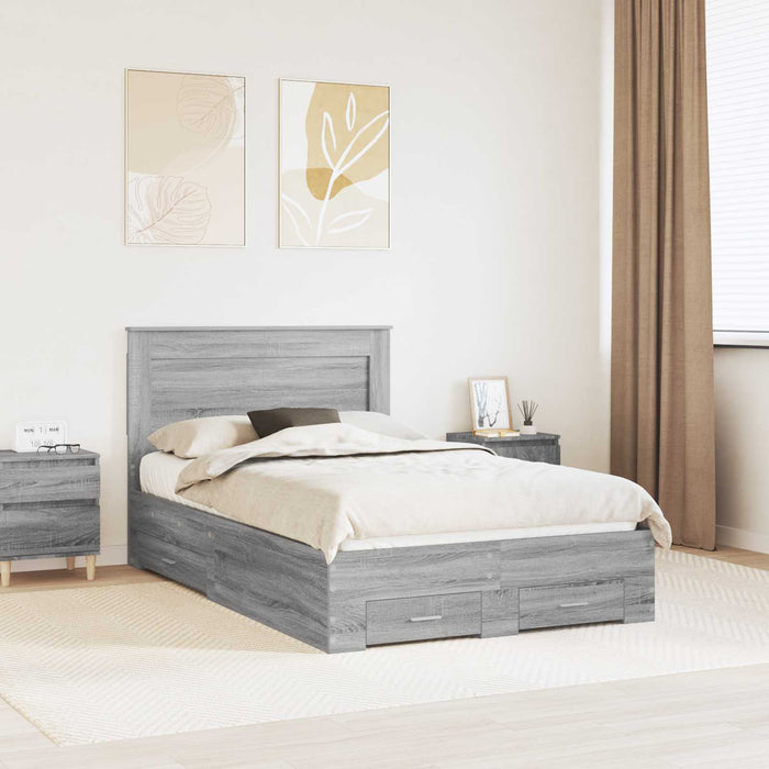 Cadru de pat cu sertar cu headboard cu depozitare Lemn compozit - WALTI WALTI